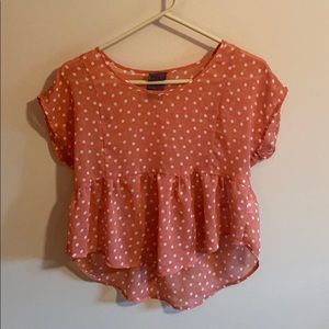 Peach polka dot blouse
